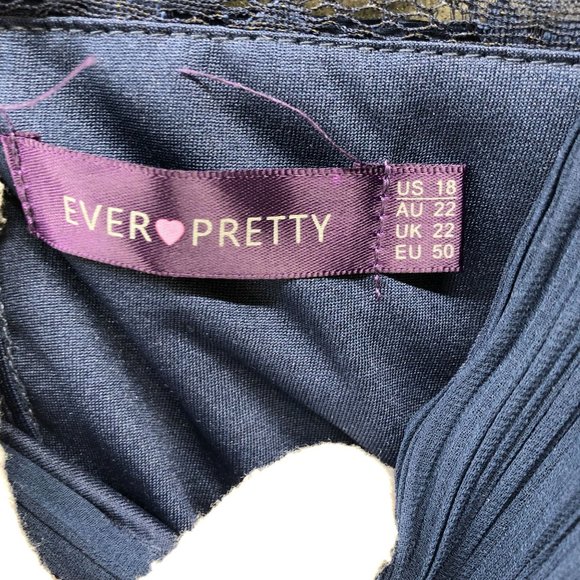 Ever Pretty Chiffon Lace Sleeve Blue Party Prom Evening Dress Size 18 Sweetheart - Picture 9 of 12